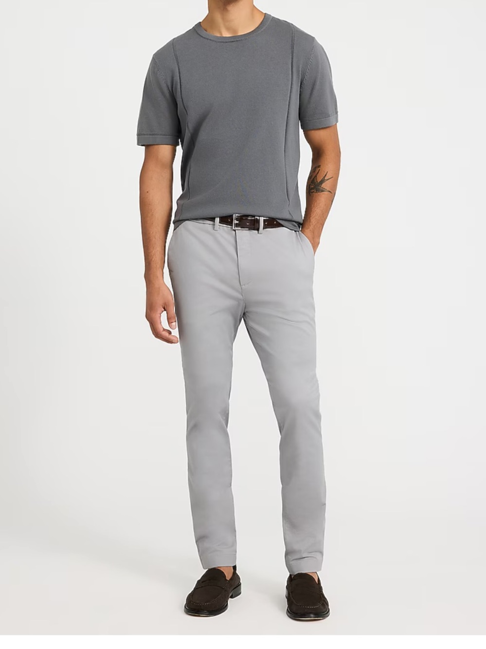 Express Mens Hyper Stretch Chinos pants - Light Gray